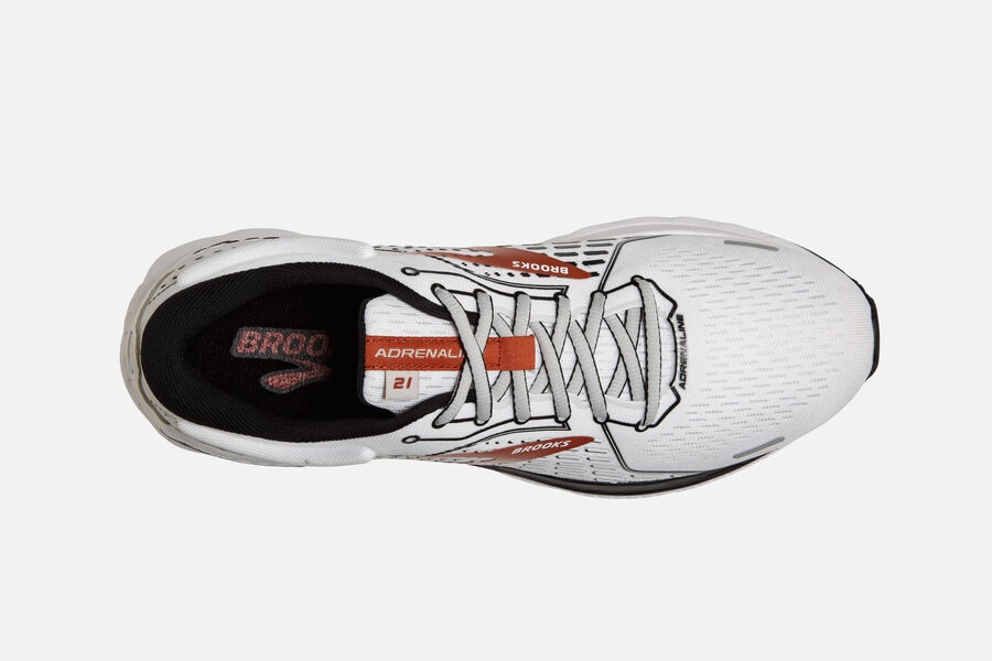 Brooks Israel Adrenaline GTS 21 Road Running Shoes Mens - White/Black/Orange - UEC-504938